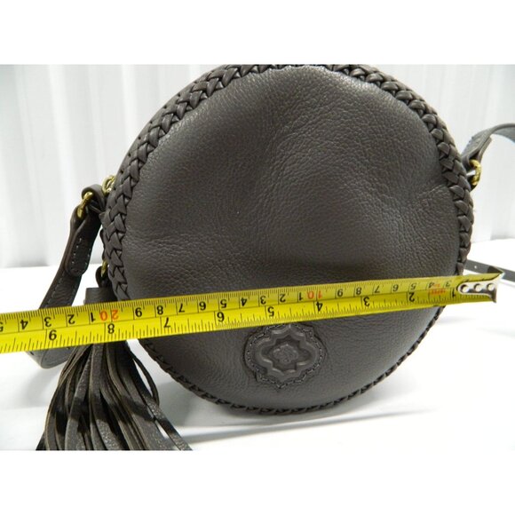 Oryany Kaye Round Whip Stitch Pebbled Leather Crossbody Bag Tassel & Adj Strap - Picture 10 of 16
